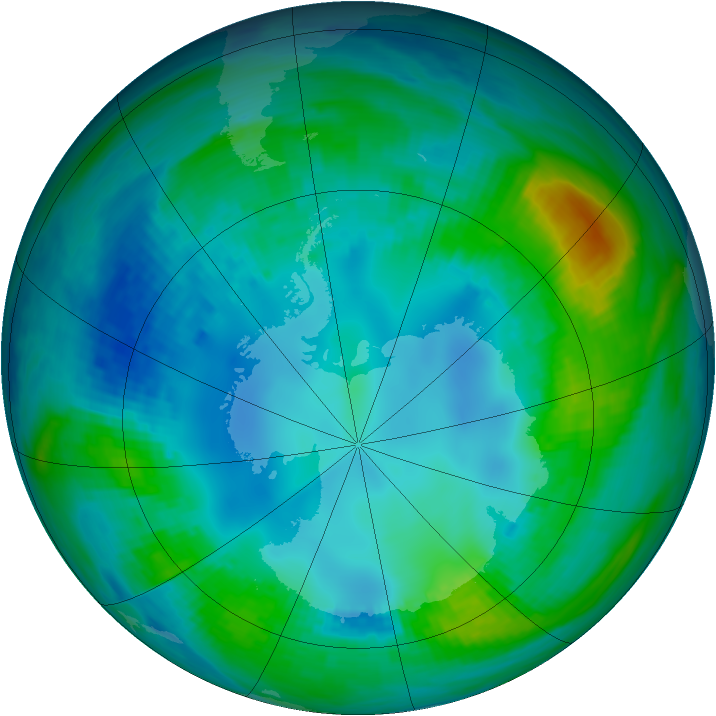 Antarctic ozone map for 05 May 1984